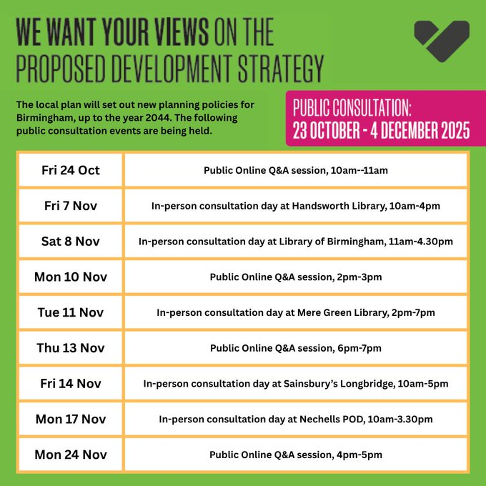 We're currently consulting on the Birmingham Local Plan 🏘️ 

Today we're visiting Handsworth Library and tomorrow we'll be at the Library of Birmingham to speak to citizens about the proposed development strategy and what it means for you. 

birmingham.gov.uk/birminghamplan