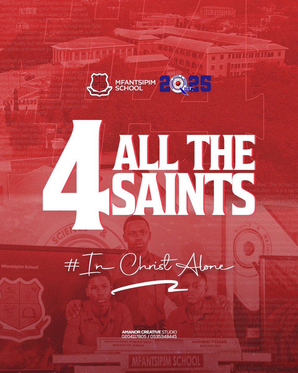 🔴⚫️ Oh, may thy soldiers, faithful, true, and bold,
fight as the saints who nobly fought of old,
and win, with them, the victor's crown of gold.
Alleluia! Alleluia! 🔴⚫️

#4AllTheSaints #NSMQ2025 #NSMQGrandFinale
