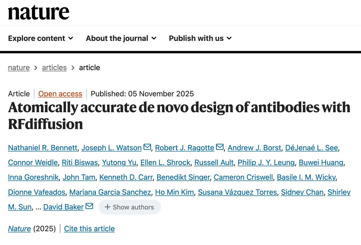 bravo_abad's tweet image. Atomically accurate de novo antibody design with diffusion models

Antibodies recognize specific molecular “patches” on proteins—epitopes. Modern therapeutics depend heavily on finding antibodies that bind exactly the right patch. But today, we still obtain them mostly through…