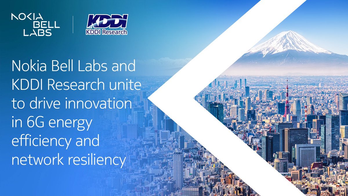 BellLabs's tweet image. BREAKING: Nokia Bell Labs and KDDI Research are teaming up to accelerate the development of sustainable, intelligent, and resilient 6G #networks.

See our early work in mMIMO energy efficiency at the Brooklyn #6G Summit, Nov 5–7!

Learn more: nokia.ly/3JKpT6S

#B6GS