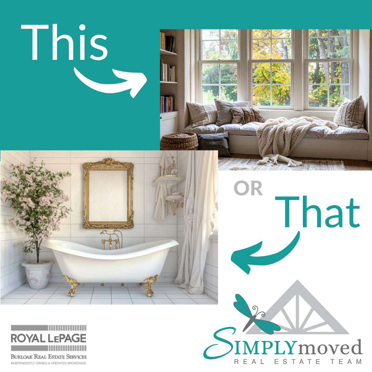 MelissaMayZ's tweet image. 🍂 Beginning of November "This or That" Challenge: Cozy Homes Edition 🍂

Which would you prefer for a perfect autumn day: 

🛁 A spa-like bathroom OR 🛋 A sunlit reading nook?

Comment your choice below! 🌟 

#THISorTHAT #SpaBath #ReadingNook #RealEstate #SIMPLYmoved