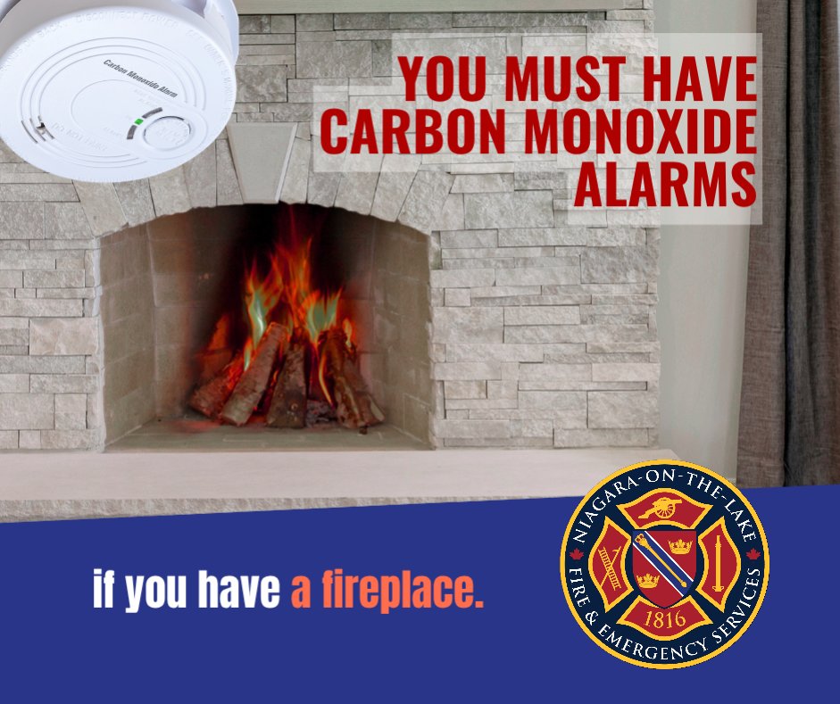 NOTLfiredept's tweet image. 🔥 Fireplace season is here!
Starting Jan 1, 2026, Ontario homes with fireplaces, fuel-burning appliances, attached garages—or heated air from outside appliances—must have CO alarms on every floor.
✅ Test yours today!
#SafetyFirst #CarbonMonoxide #NOTLFire