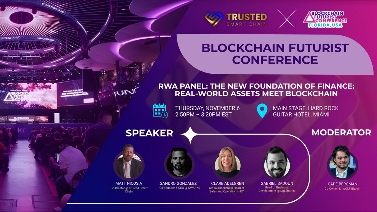 TrustedSociety's tweet image. We will take the main stage at the #BlockchainFuturist Conference in Miami in a few hours.

Join @MattNicosiaTSC, @CadeBergmann, @GabrielSadoun, Sandro Gonzales, and Clare Adelgren later!

#TrustedSmartChain #TSCCommunity #RWA #FuturistFlorida #OnChainTrust