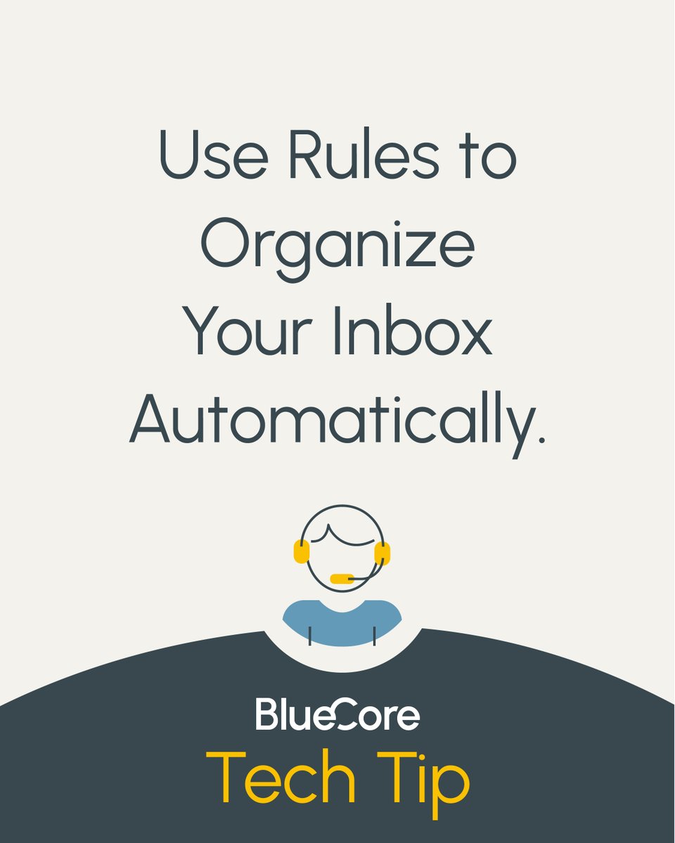 BlueCoreTech's tweet image. Use Rules to Organize Your Inbox Automatically

Struggling with inbox clutter?
Use Rules in Outlook to automatically sort, file, or flag messages based on sender, subject, or keywords.

It’s a simple step that makes staying organized way easier.

#MicrosoftTip