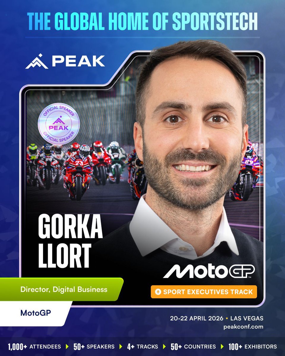 How do you turn speed, sound, and adrenaline into a digital experience?

Let’s ask Gorka Llort who built MotoGP™’s entire Digital Business from the ground up - redefining how millions of fans connect with one of the world’s fastest-growing sports.

Catch Gorka live at PEAK 2026
