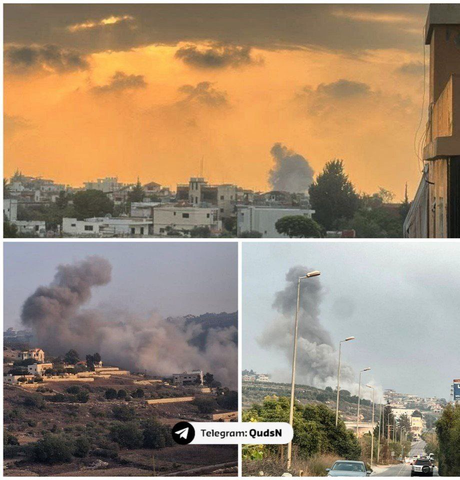 QudsNen's tweet photo. Breaking | Israeli warplanes bombed buildings in the towns of Aita al-Jabal and Tair Debba in southern Lebanon. https://t.co/omd7VhAuBq