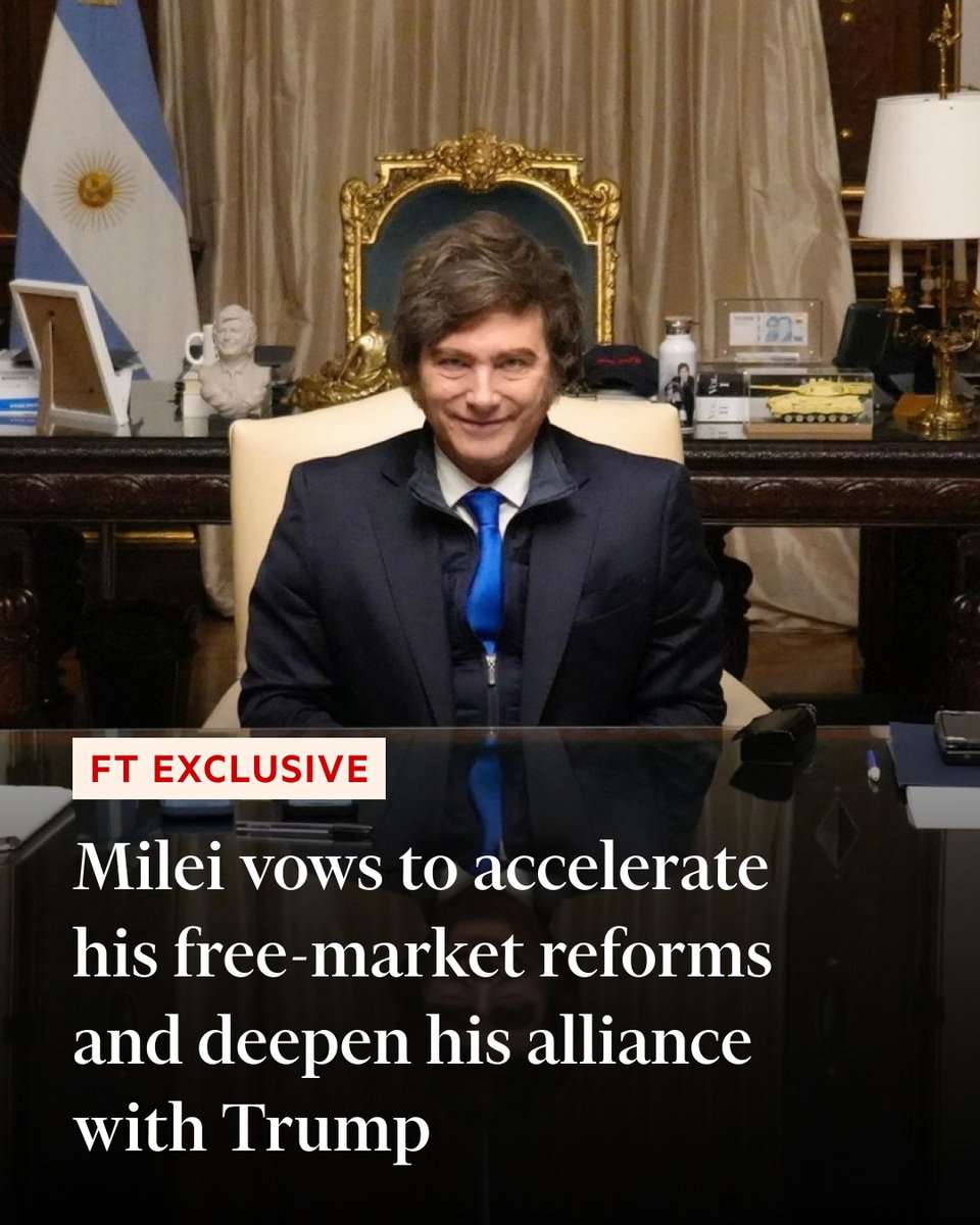 Javier Milei has vowed to double down on his radical overhaul of Argentina's troubled economy in an interview with the Financial Times on.ft.com/4hOOOmo