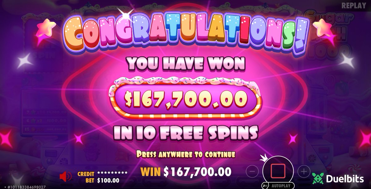 MEGA $167,700 SUGAR RUSH 1000 WIN! 🍬

A regular just hit a super sweet win - to celebrate, we’re giving away $500 in balance split between 10 lucky winners!

All you have to do is reply with your UID 👇