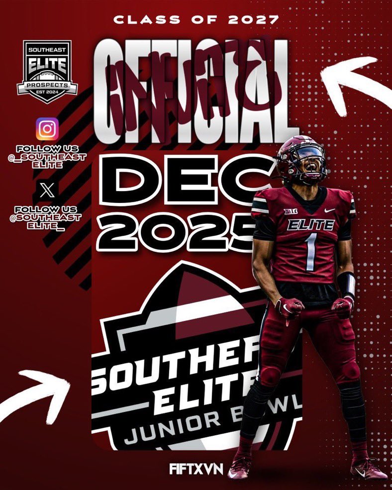 Thank you <a href="/SoutheastElite_/">Southeast Elite Prospects</a> for selecting me for the Southeast Elite Prospect Junior Bowl!
<a href="/RHHSFootball/">Richmond Hill FB</a> <a href="/MattLeZotte/">Matt LeZotte</a> <a href="/CoachScott0607/">Joe Scott</a> <a href="/boom_davis/">Coach Boom (Davis)</a>