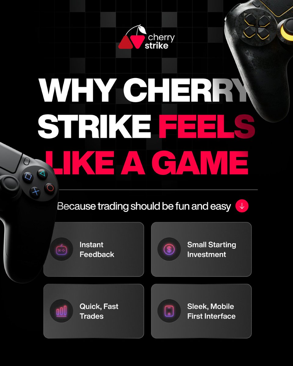 Fast decisions, fast feedback, no fluff.

⚡ 30s–5min outcomes
⏱ Real-time results
💵 Start with $1
📱 Built for on-the-go moves

Feel the thrill at cherrystrike.com #OptionsSimplified #TradeAnywhere
