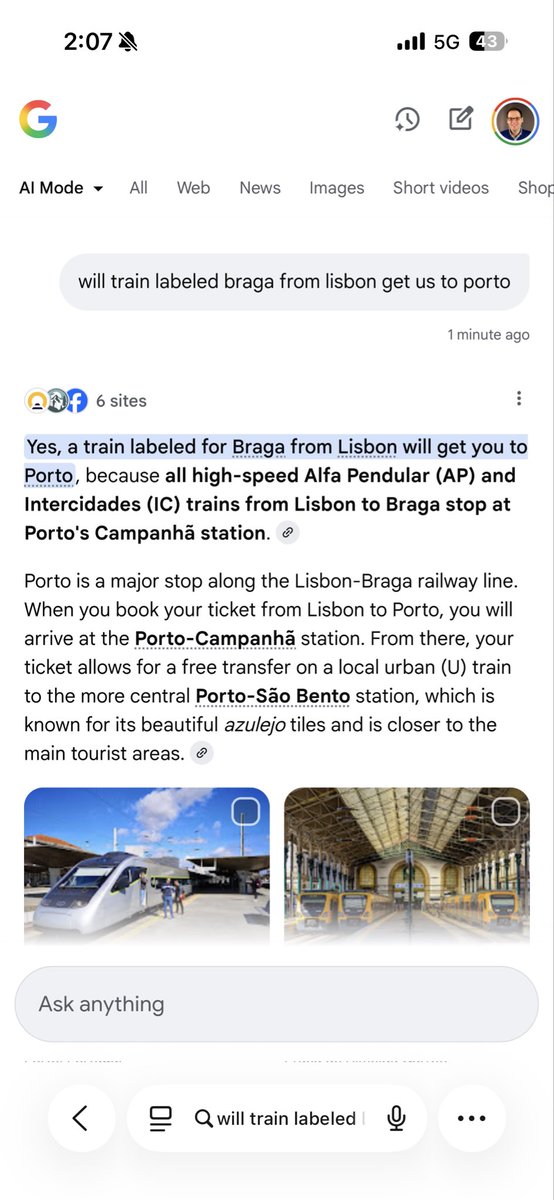 Do you bet on AI Overviews or AI Mode that I get to the right city? 😂