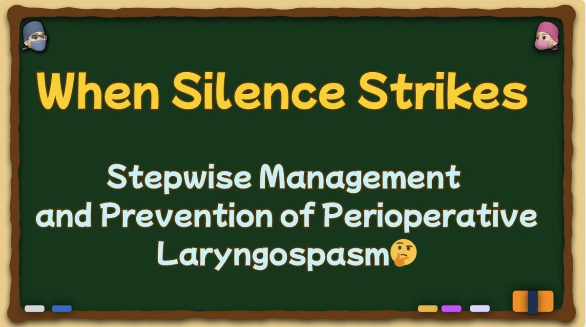 saraanesthe's tweet photo. ⚠️ When silence strikes in the OR—can you recognize laryngospasm?

✅ Stridor → paradoxical breathing → “silent chest” = total closure
✅ Rescue fast: CPAP → Propofol → Succinylcholine → Intubate
✅ Prevent: suction + deep or awake extubation

📝 Blog link in reply👇
#Anesthesiology #PerioperativeCare #MedEd