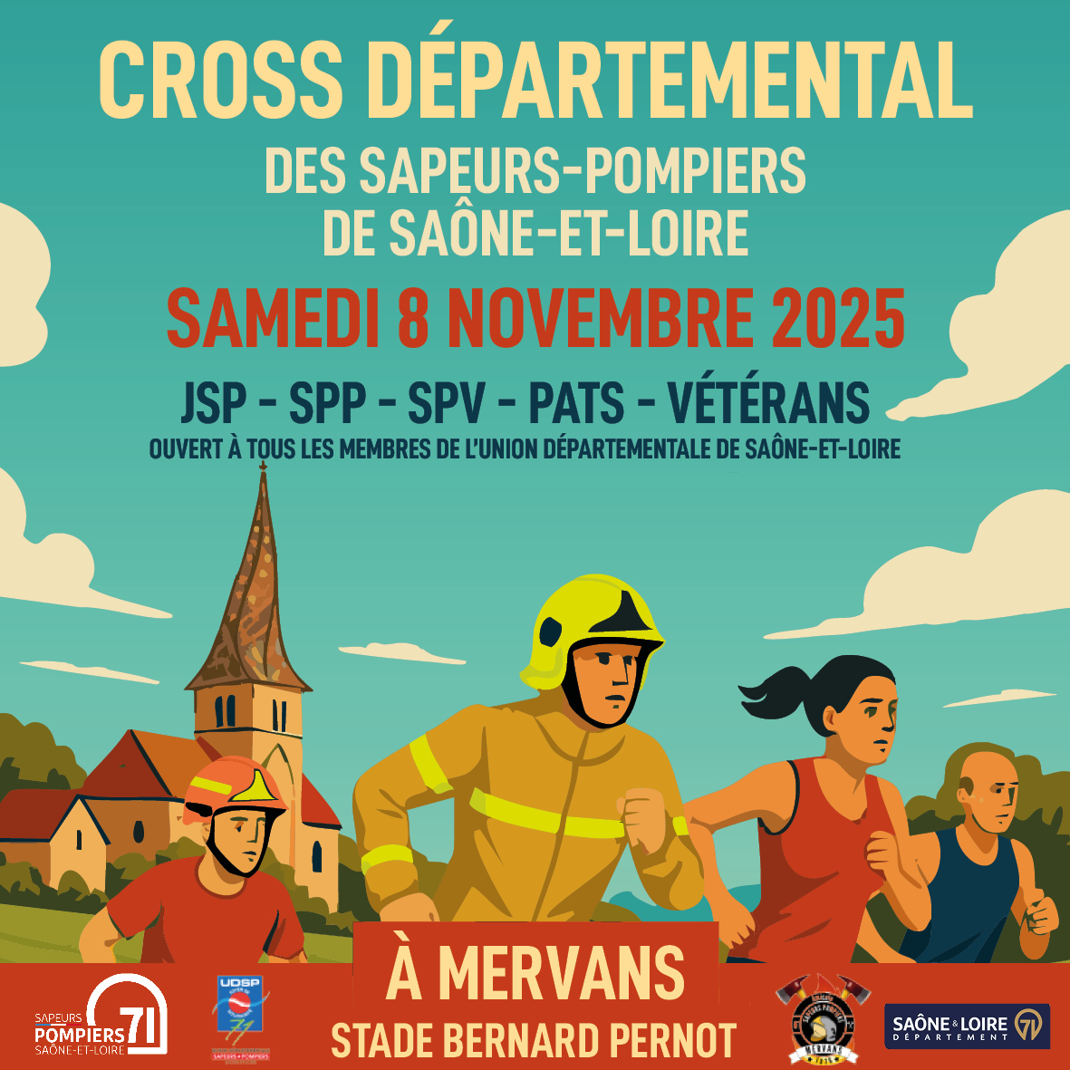 SDIS71's tweet image. #crossdépartemental |🏃‍♂️Plus que quelques jours avant le cross départemental !
🏁Départ samedi dès 12h30 au stade de Mervans.
 🎗️#OctobreRose &amp;amp; #Movember : courez avec un accessoire rose ou bleu, les JSP de Mervans reverseront 1 € à @CancerOsons.
 🔥Venez soutenir nos coureurs !