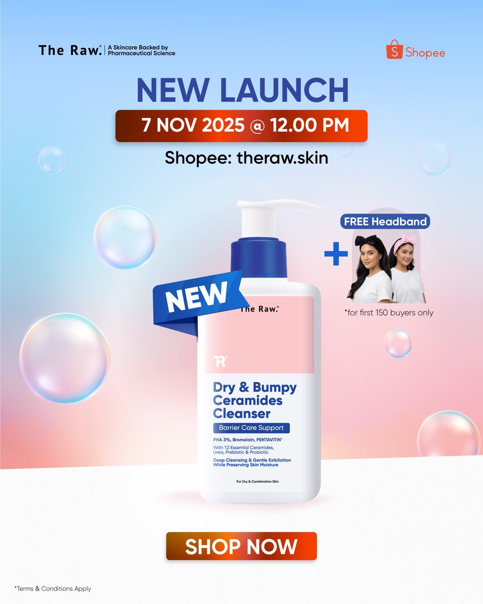therawskin's tweet image. Join us for the exclusive Shopee Live launch and be among the first 150 customers to get FREE merchandise.

🗓 7 November 2025 (Friday)
⏰ 12.00 PM
🔎 Only on Shopee Live @  (shopee.com.my/theraw.skin)

See you there! 

#DBCC #TheRawDBCC #KulitSihatdenganTheRaw