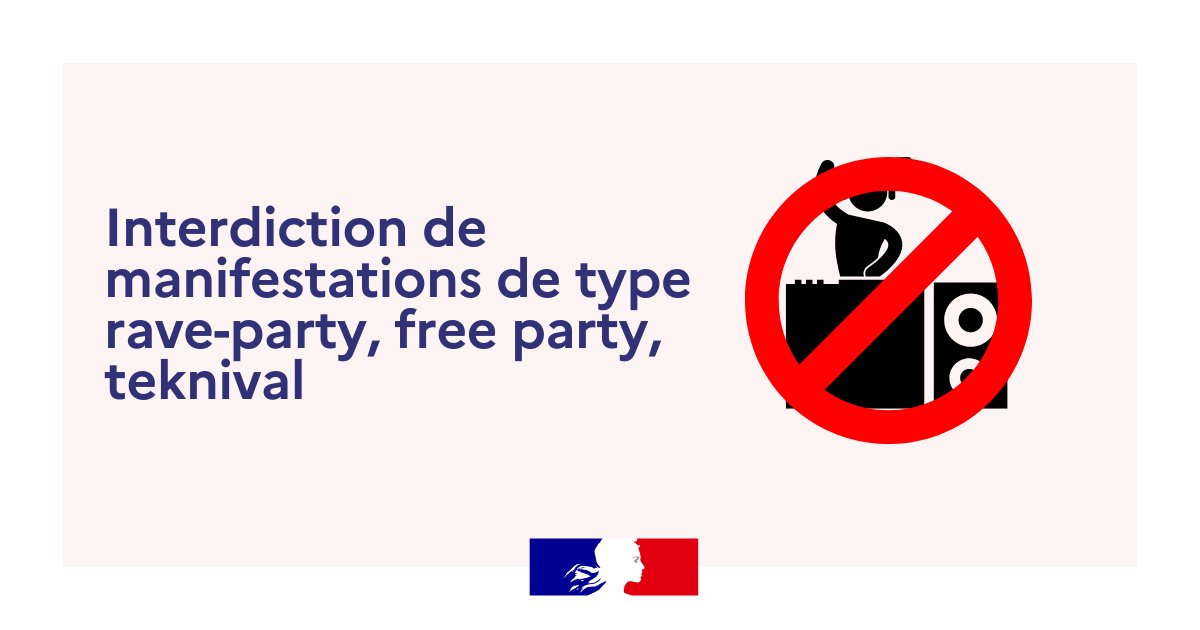 Image de Préfet de Haute-Loire - ⛔️Interdiction temporaire | 

Manifs de type #raveparty , 𝐟𝐫𝐞𝐞 𝐩𝐚𝐫𝐭𝐲 𝐞𝐭 𝐭𝐞𝐤𝐧𝐢𝐯𝐚𝐥�