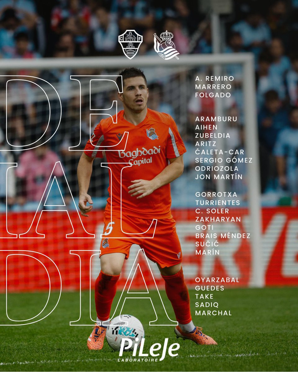 La convocatoria de la Real Sociedad para el partido frente al #ElcheCF:

❌ Se cae Barrenetxea por lesión y también son baja Rupérez, Oskarsson, Karrikaburu y Yangel Herrera.

✅ Vuelve Zakharyan.