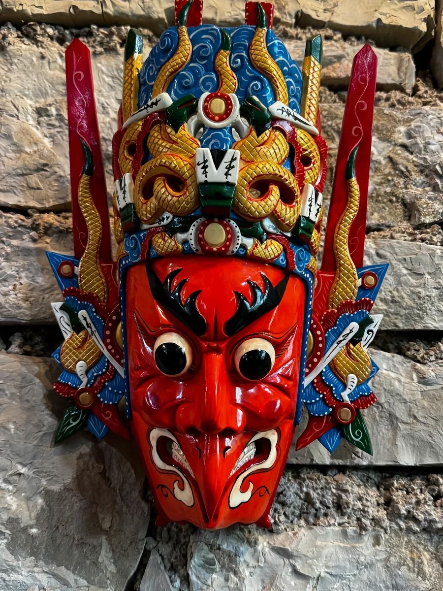 UpGuizhou's tweet image. Anshun #DixiOpera masks are wooden painted #masks used in performances.  These masks come from ancient #Nuo culture, and they can drive away evil spirits and pass on history. They are a special part of# Anshun’s culture and are on the national intangible cultural heritage list.