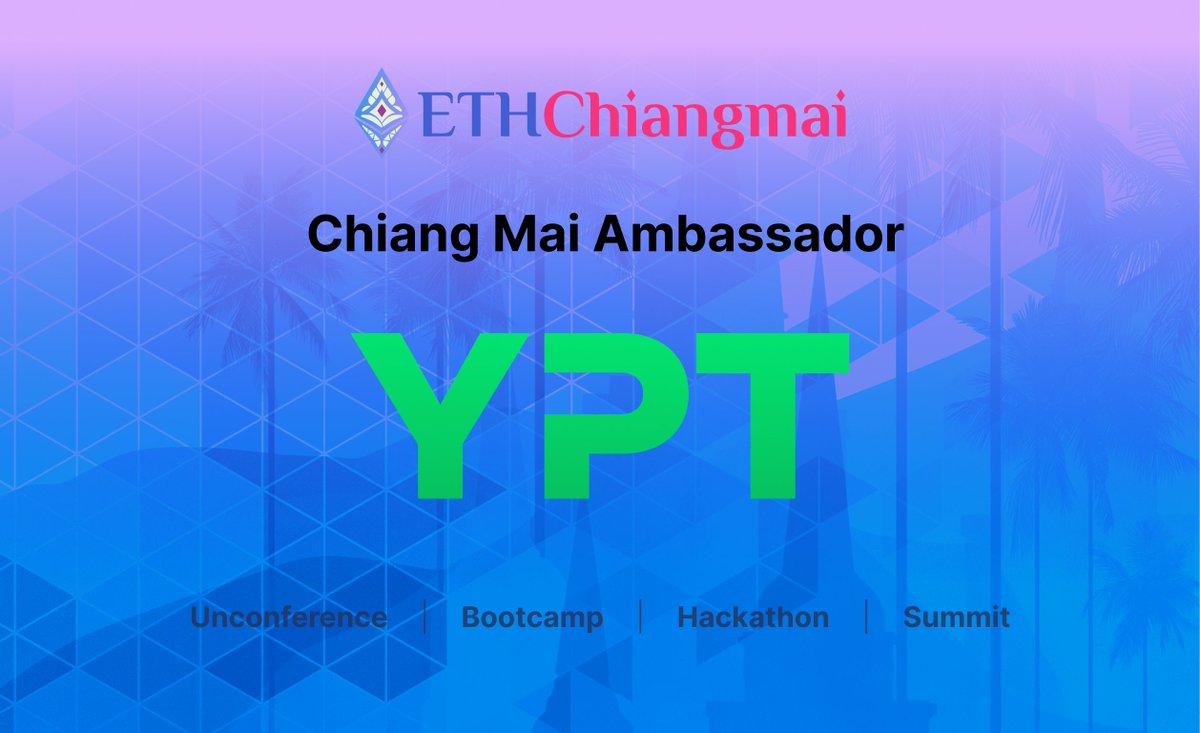 We're thrilled to welcome <a href="/YPT_Official/">YPT</a> as our Chiang Mai Ambassador of ETHChiangmai 2025! 🌴✨

YPT, jointly launched by YPT.COM Company and RedotPay, is a next-generation cross-border payment and digital finance platform empowering builders, DAOs, and creators