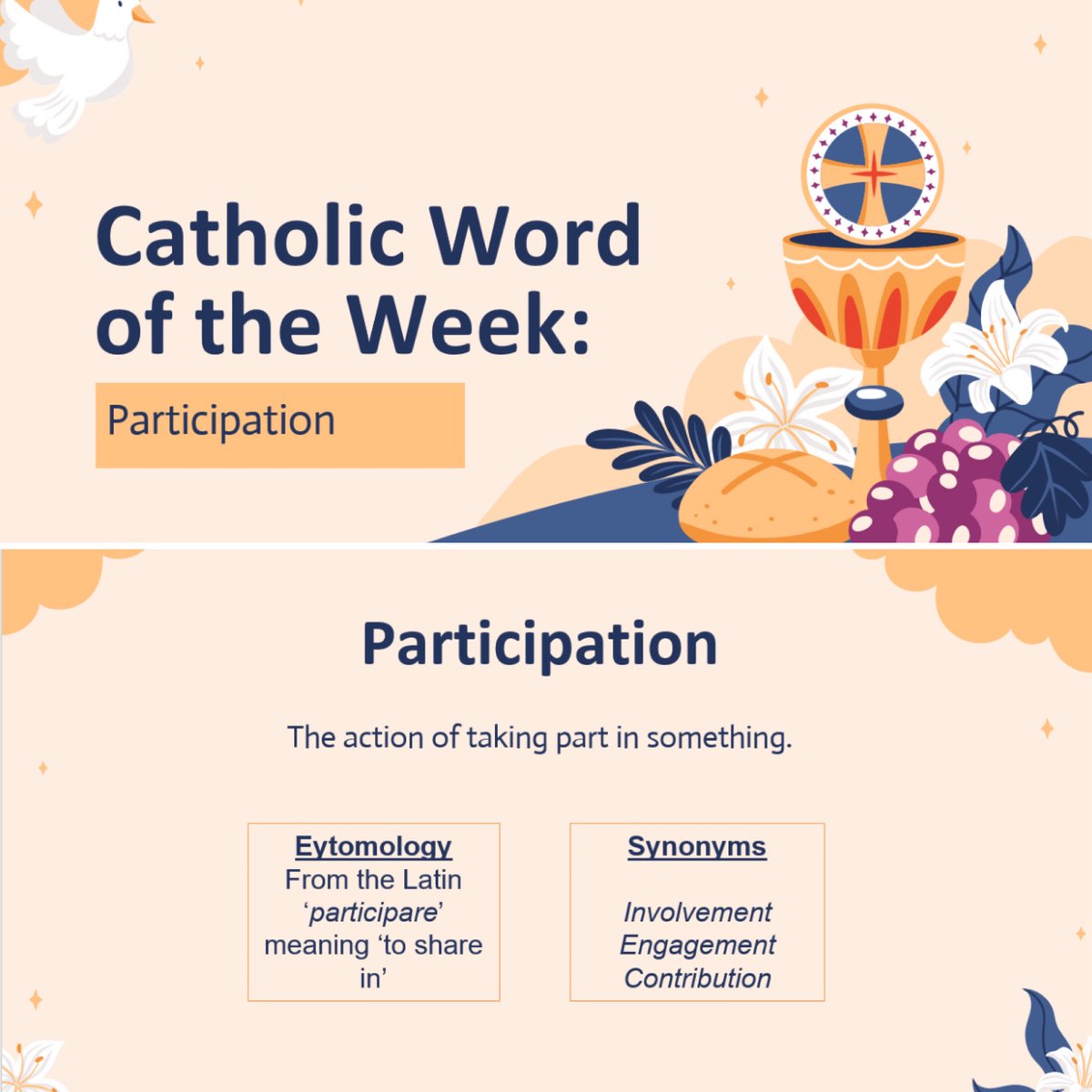 HolyTrinityCol's tweet image. ✝️Catholic Word of the Week: Participation.
Faith isn’t passive. Join in, give, sing, serve, love. 💒 #Participation