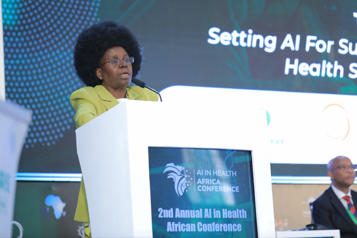 Makerere's tweet photo. Hon. @DrMusenero: This is the season for us to contribute to the world by partaking in the development and production of AI tools that will facilitate service delivery. 

#AInInHealthAfrica2025 https://t.co/pJJPh40v1d