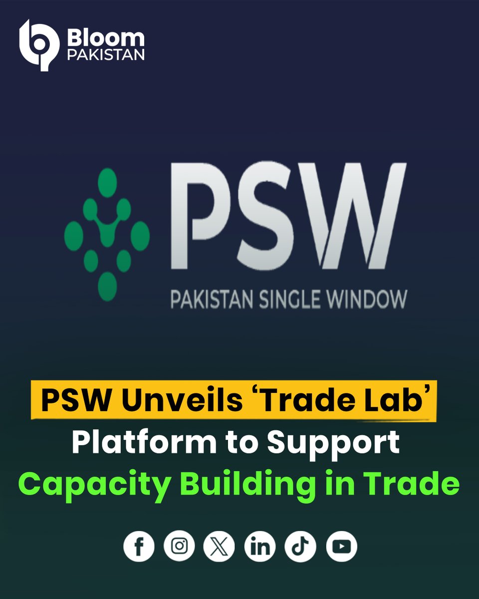 bloom_pakistan's tweet photo. Pakistan Single Window launches ‘Trade Lab’, a dedicated online learning platform for training and support in cross-border trade.

Read More: https://t.co/R5ZQZwf7oi

#PSW #TradeLab #DigitalTrade https://t.co/UyazpSMbSq