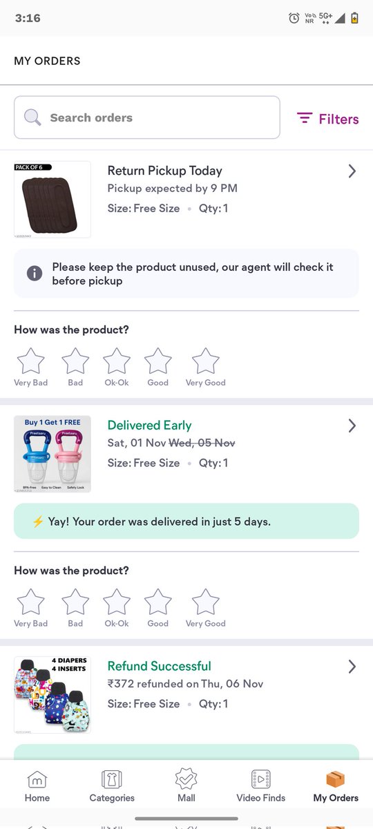AviatorNitesh's tweet photo. @Meesho_Official Dear Meesho the Return pickup guy has taken both the items pads and diaper which was not supposed to be taken as both are having diffrent delivery partner, requesting you to enquire about it and share me detail of delivry partner so tht I can contact him dirctly https://t.co/ScbFoJ0UnU