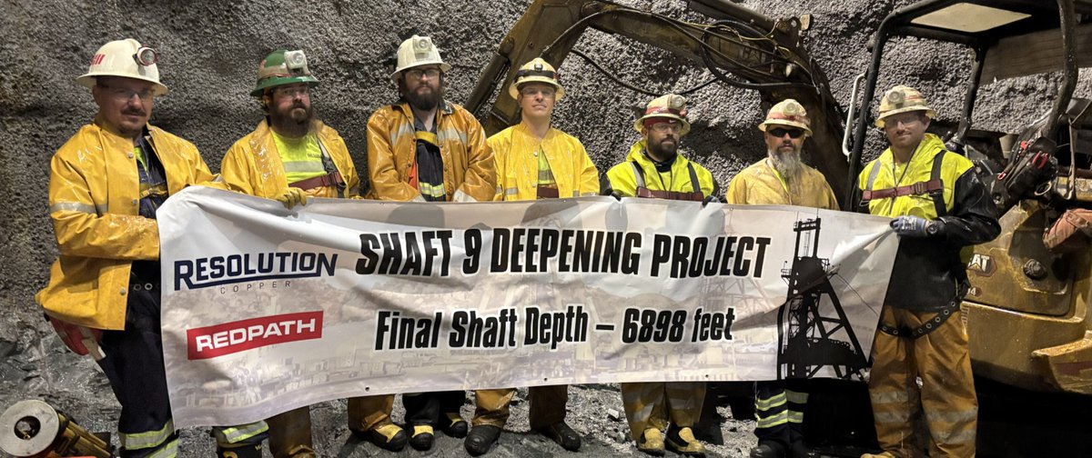 im_mining's tweet image. Resolution Copper, owned 55% by Rio Tinto and 45% by BHP, says it has reached a milestone with the  completion of its multi-year, $200M rehab and deepening of the historic No. 9 Shaft, in Arizona, USA | tinyurl.com/2k7axrmu @resolutioncu @RioTinto @bhp #Redpath #miningshafts