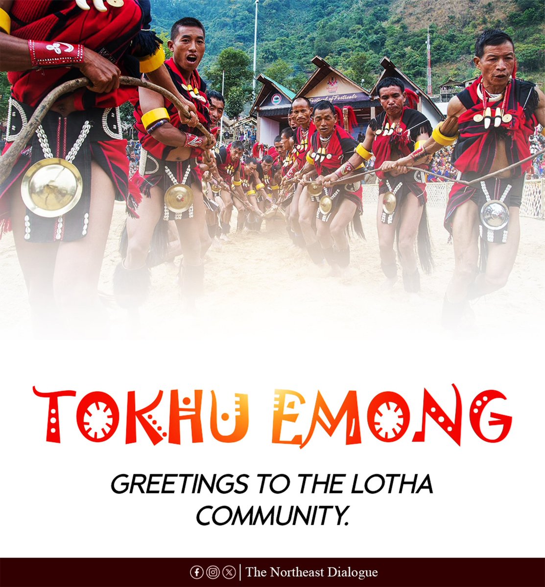 TheNEdialogue's tweet photo. Greetings to the Lotha community of Nagaland on the joyous occasion of Tokhü Emong! 

May this harvest festival bring happiness, good health, prosperity, and success to all.

Today, on November 6, the vibrant Tokhü Emong Festival unites the Lotha Naga community across Nagaland in a grand post-harvest celebration. From Wokha to Dimapur and Bhandari, people gather in festive spirit — honouring age-old traditions through dance, song, and shared feasts.

Rooted in ancestral beliefs, Tokhü Emong is a time to thank the gods of the earth and sky for their blessings. “Tokhü” — going house to house in friendship — and “Emong” — a pause to celebrate life’s abundance — together embody the values of brotherhood, forgiveness, and unity.

As every home contributes to the feast, the festival reminds us of the enduring spirit of sharing and togetherness that defines Lotha heritage.

#TokhuEmong #Nagaland #HarvestFestival #Bharat