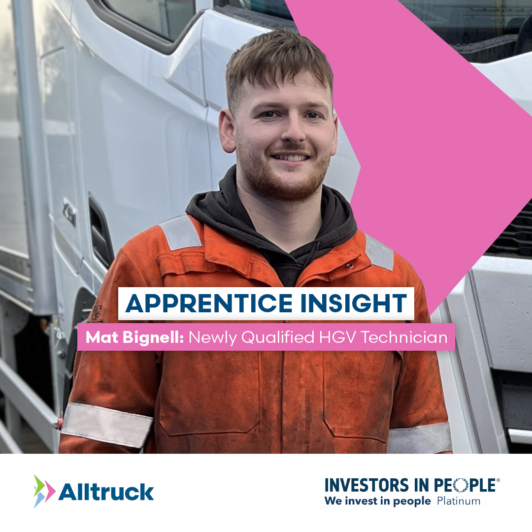 Congrats to Mat Bignell, our new HGV Technician at Alltruck Loughborough! 👋 "The support has been brilliant." Proud to support apprentices! Learn more: alltruckplc.co.uk/vacancy/appren… #Apprenticeships #Opportunities #HGVTechnician #Alltruck