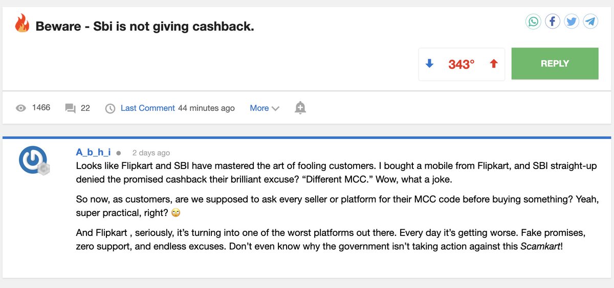 desi_dime's tweet photo. ๐จ Alert SBI Cardholders! ๐จ
Many users are reporting that Sbi card is NOT honoring cashback & reward points!
Detail discussion here - https://t.co/R9DuzeoyHr
#sbicashback https://t.co/5qSwHvJCLI