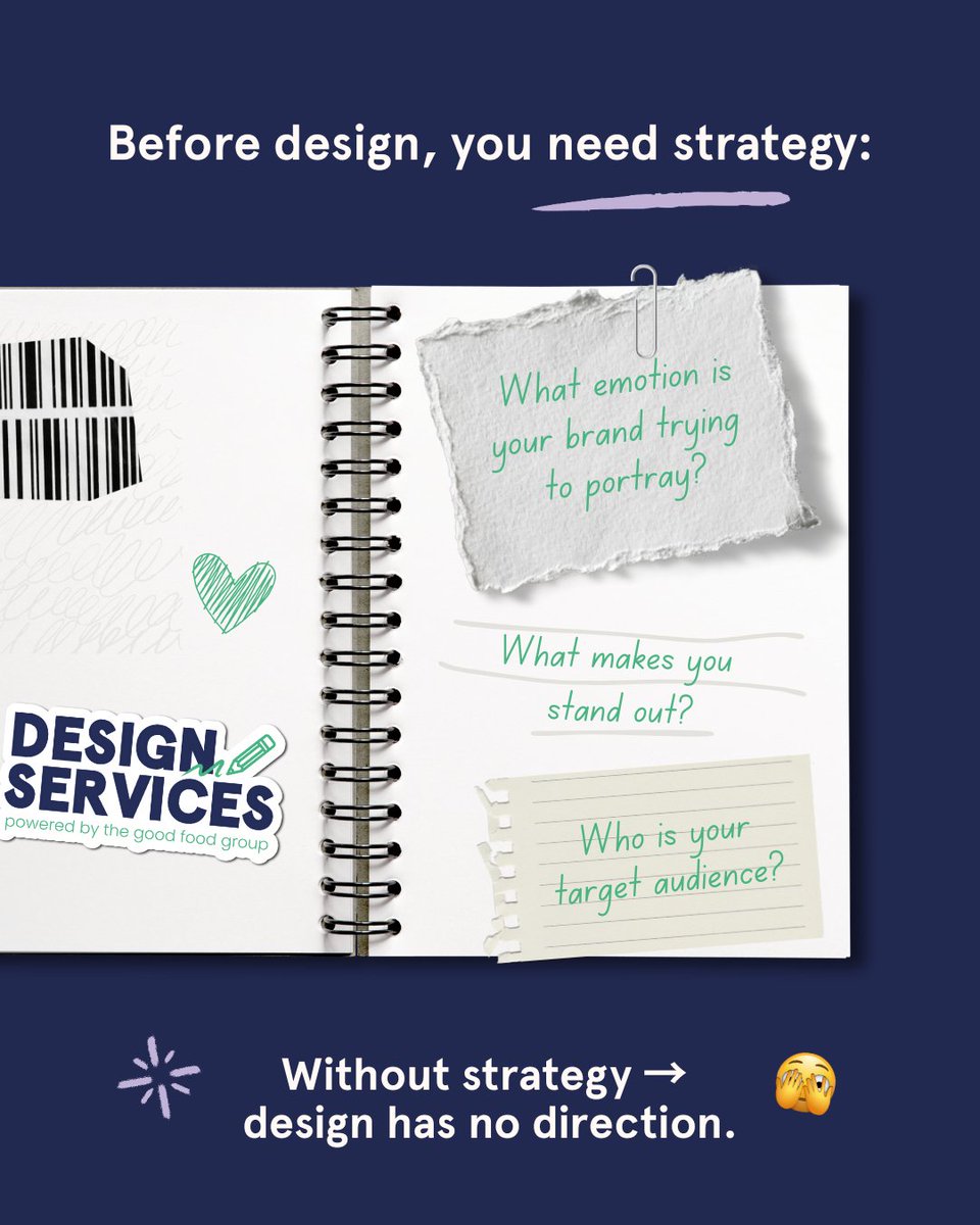 GoodFoodGroup_'s tweet image. Before design comes strategy 🎯

Design isn’t just about making things look beautiful, it’s about making them work. Without a clear strategy, even the most stunning visuals lack purpose and direction.

Got a design project? Get in touch with us today 🥑

#design #strategy