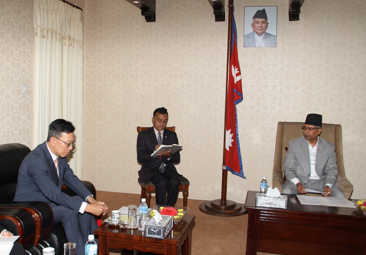 H.E. Park Taeyoung, the Ambassador of the Republic of Korea to Nepal, paid a courtesy call at the Vice President’s Office in Lainchaur on Thursday .