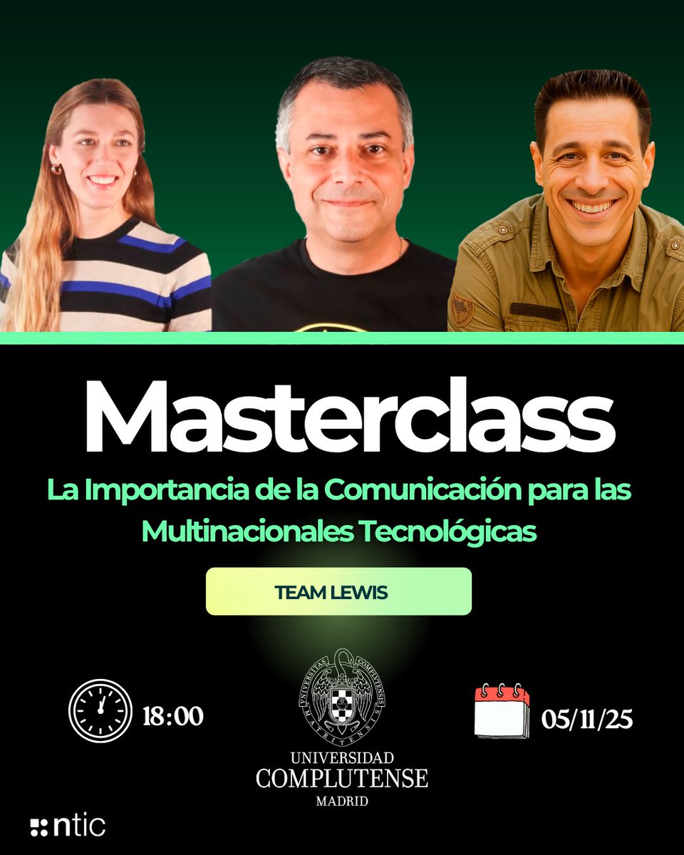 teamlewis_es's tweet image. Nuestro equipo de #B2BTech ha acudido como docentes de la Universidad Complutense de Madrid para impartir la clase enfocada en #comunicación para las Multinacionales Tecnologícas. 🚀

Gracias a la universidad por la oportunidad. 🤝