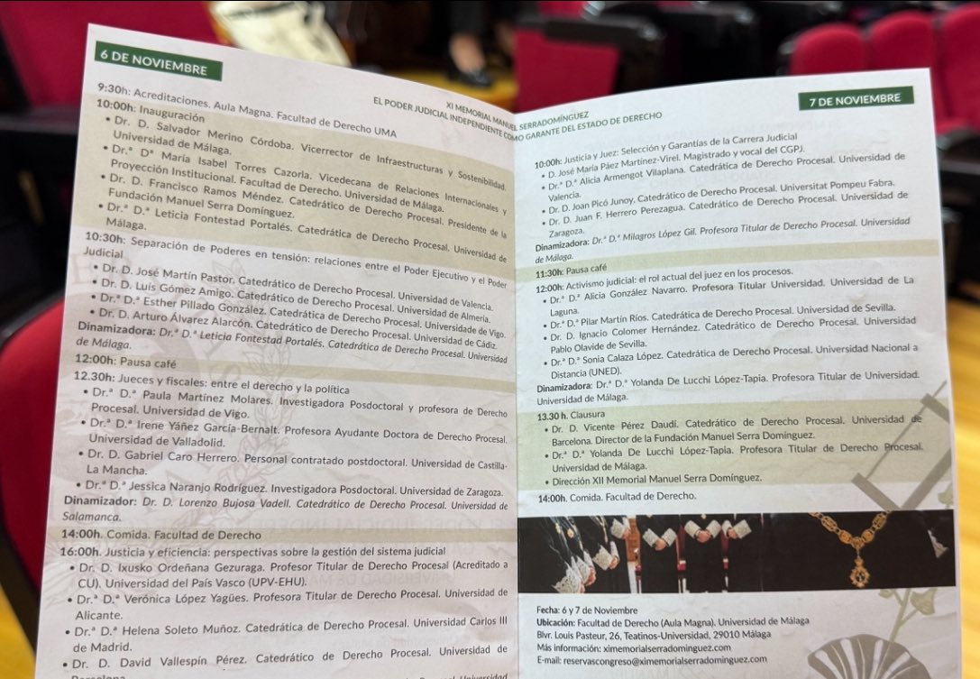 FundacionMSD's tweet image. Iniciando el XI Memorial Manuel Serra Domínguez en la Facultad de Derecho de la Universidad de Málaga! Con un programa muy actual sobre el Poder judicial independiente como garante del Estado de derecho 🧐

#derechoprocesal #uma #juristas