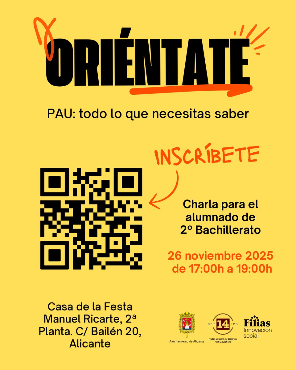 Hoy recibimos la visita en el Oriéntate de los IES de Gran Vía, El Pla y Cavanilles con los alumnos de 2º de Bachiller. 

Os recordamos las dos charlas que tendremos las tardes del 19 y 26 de noviembre. 
alicante.es/es/noticias/jo…