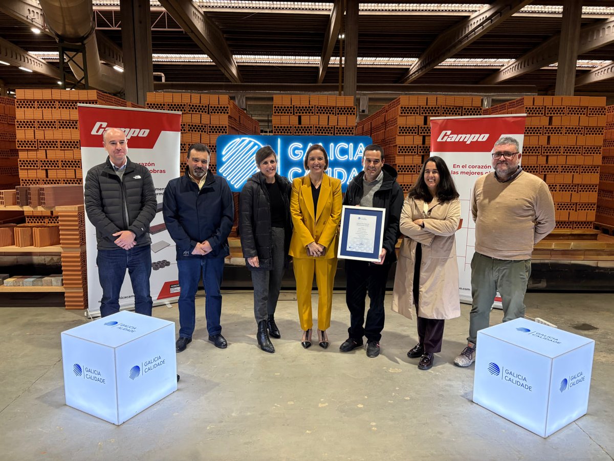 🏗️ Cerámica Campo has received the #GaliciaCalidade seal for its commitment to excellence, innovation, and sustainability in the Galician ceramics industry.

💬 The manager, Ana Méndez, highlighted the company’s dedication to continuous improvement and responsible manufacturing.