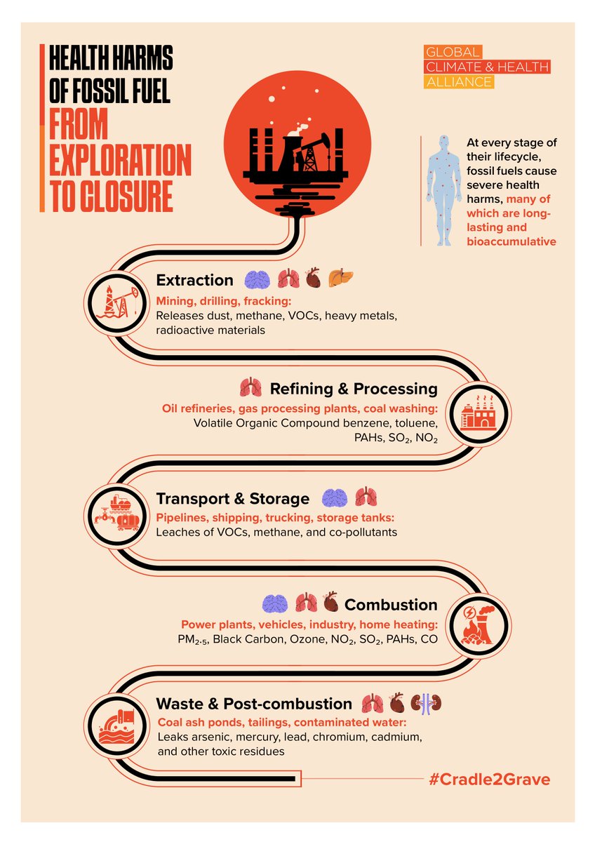 CoE_Unburnable's tweet image. A new landmark report @GCHAlliance reveals that #fossilfuel  are driven a full-blown health emergency.

Every stage of fossil-fuel lifecycle damages human health in the entire lifespan from pre-birth to adulthood

Read the report: climateandhealthalliance.org/cradle-to-grav…