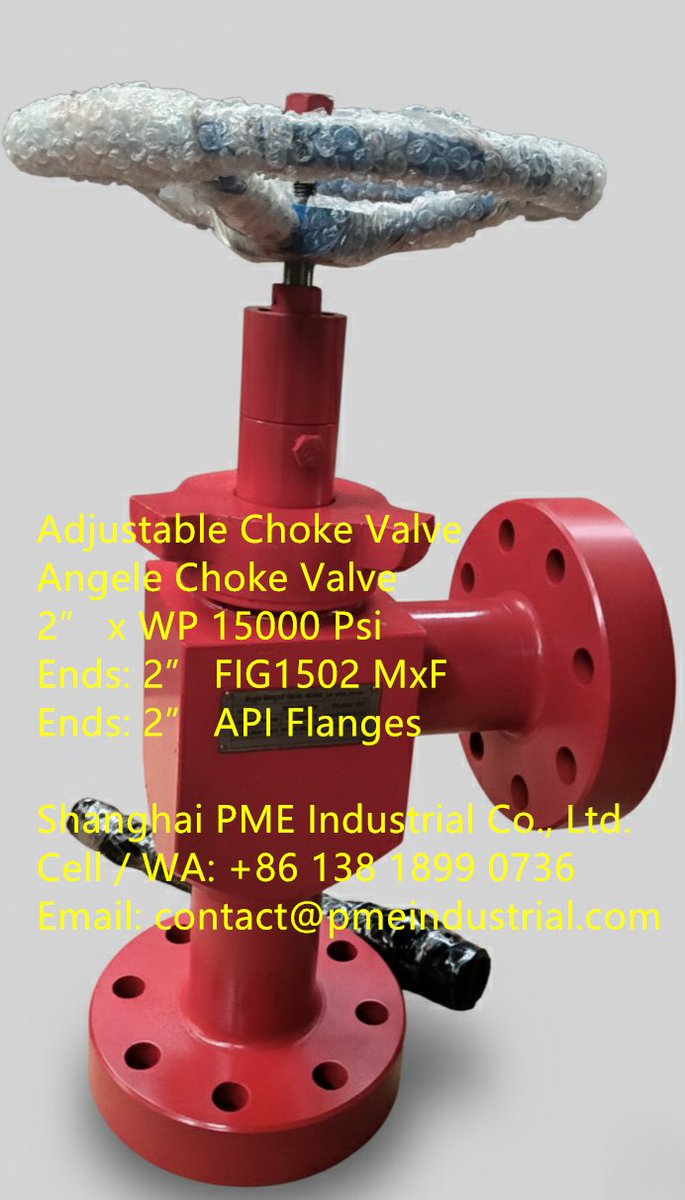 sh_pme's tweet image. Adjustable Choke Valve
Angele Choke Valve
2” x WP 15000 Psi
Ends: 2” FIG1502 MxF
Ends: 2” API Flanges
pmeindustrial.com/adjustable-cho…

Email: contact@pmeindustrial.com
#AdjustableChokeValve #AngleChokeValve #15000PsiChokeValve #OilandGasEquipment #WellheadControl #HighPressureFlowControl