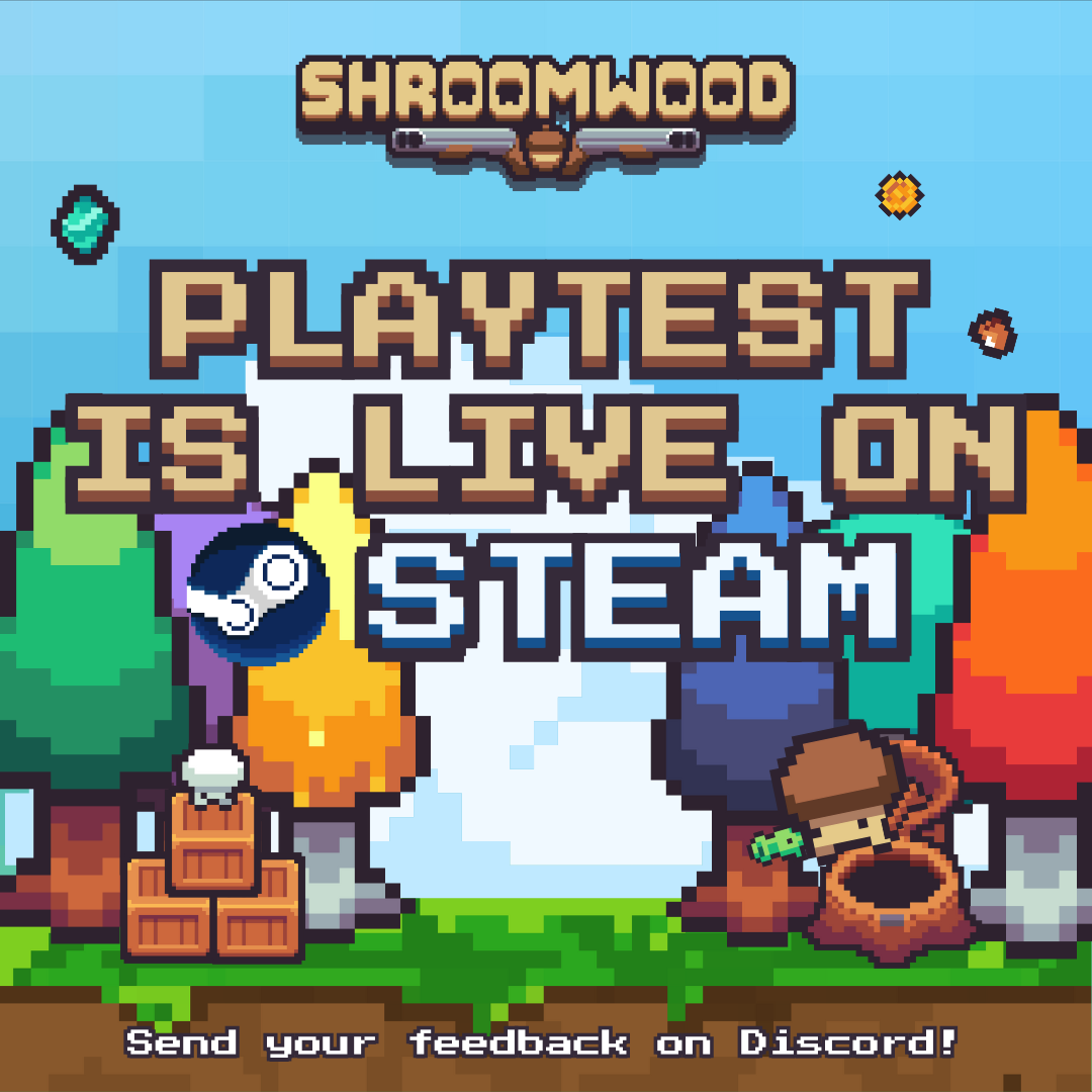 🍄Shroomwood's playtest is now live on Steam!🍄

Features:
🌲Procedurally-Generated Roguelike
⚔ 20+ Weapons to Dual-Wield
🪄50+ Power-Ups/Modifiers
💸Village Stores with Interesting NPCs and Items to Buy  

✨Test the game out for yourself: 
store.steampowered.com/app/3504020/Sh…

#indiegame