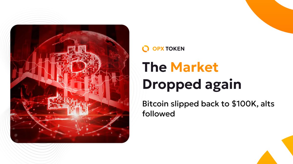 📉 The market dropped again.
Bitcoin slipped back to $100K, alts followed, liquidity on large OTC desks started to dry up — and once again we see the same thing that repeats every cycle

🇰🇬 OPX is stable, because that’s exactly what it is designed for.