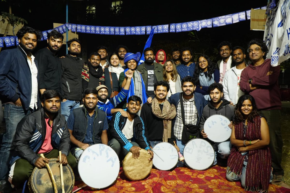 BAPSA_JNU's tweet photo. This victory is a step towards reclaiming our spaces, our voices, and our dignity.
We reject co-option, we reject tokenism — this is the politics of self-respect and autonomy.

BAPSA Zindabad! 💙✊
#BAPSA #JNU #JNUSU #JNUSUELECTION #Ambedkarite #JNUSU2025