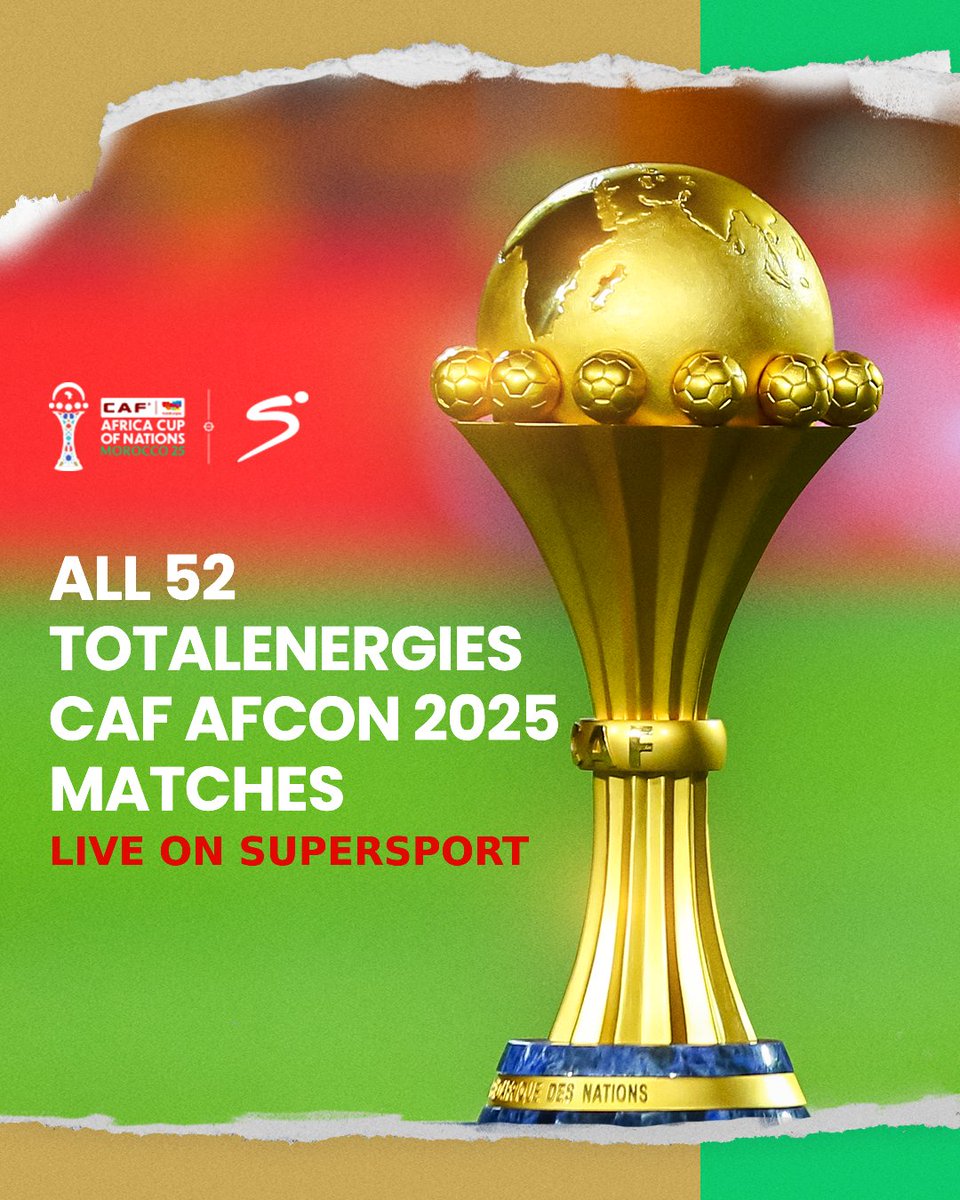 CANAL+ Group announce that SuperSport has sealed a deal to broadcast the TotalEnergies CAF AFCON Morocco 2025, all matches live, in English and Portuguese-speaking markets.

Your World of Champions, SuperSport, will be the home of Africa’s greatest football spectacle and more!