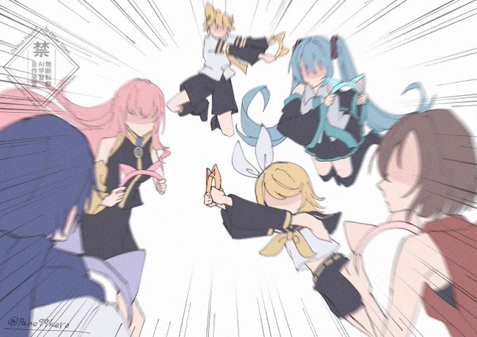 「「「「「「猫耳つけて!!!」」」」」」 再載 #初音ミク #巡音ルカ #鏡音リン #鏡音レン #MEIKO #KAITO