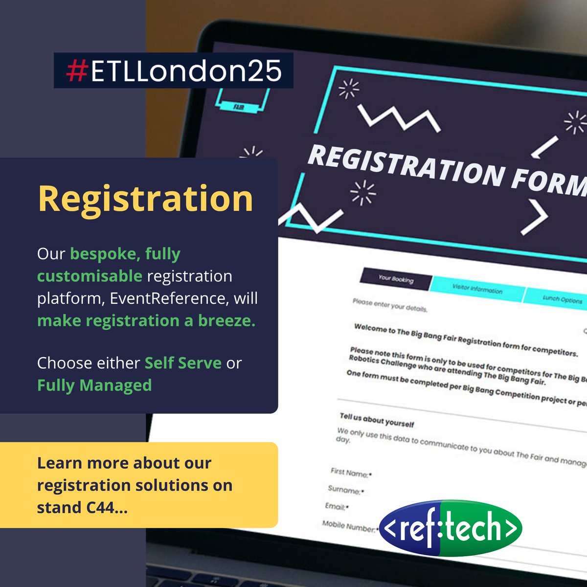RefTechnology's tweet image. See Our Tech in Action👀
We offer the full suite of registration, badging and scanning allowing you to have a seamless event experience. All of our tech works together to make a simple-to-use and manageable solution.
Visit stand C44 @ #ETLLondon25

#EventTech #Exhibition #RefTech