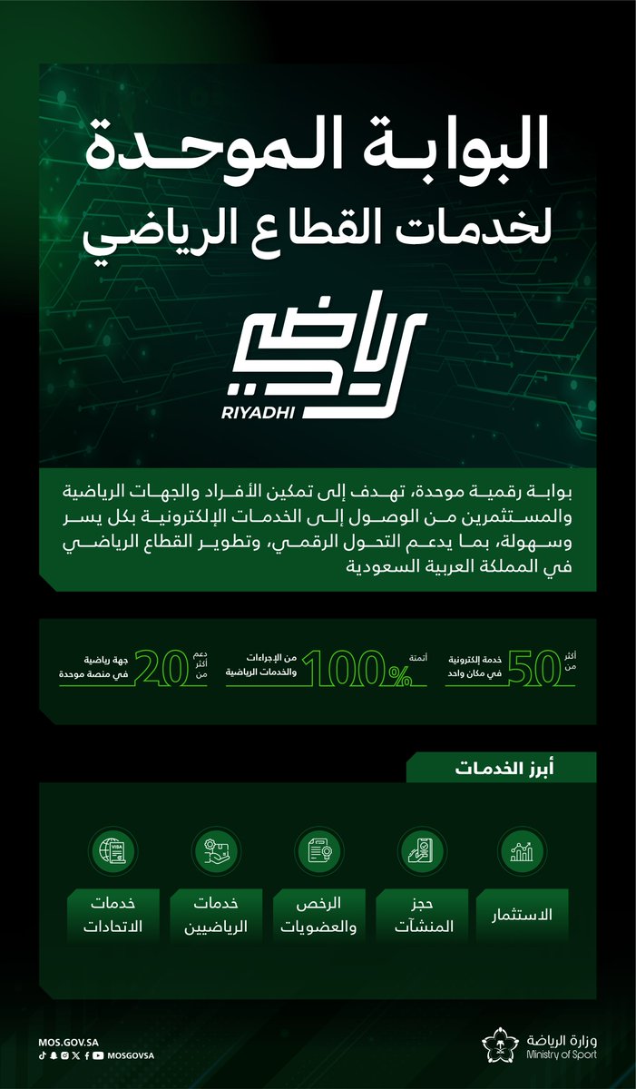 سمو وزير الرياضة يعلن تدشين #منصة_رياضي، البوابة الرقمية الموحدة لخدمات القطاع الرياضي خلال #ملتقى_الحكومة_الرقمية 2025.

🔗: Riyadhi.sa