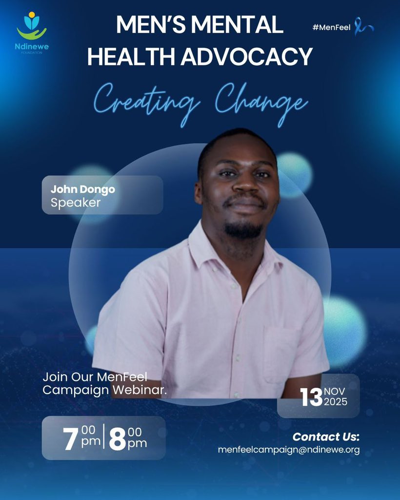 With 7+ years of experience in education and public health, John has partnered with leading organizations like Orygen and IAYMH to advocate for youth mental wellbeing. 

🗓️ Register today:
🔗 forms.gle/mrbxvoo6o7pW7Z…

#MenFeel25 #Ndinewe