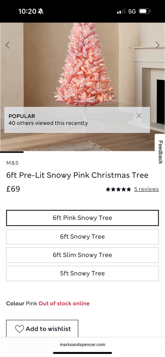 iainmacaulay80's tweet photo. @marksandspencer just had an email to say your Pink Christmas tree is back in stock T408052T but the link takes you to the tree and says out of stock https://t.co/BOSq0OHabh