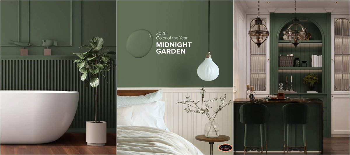 DUNN-EDWARDS 2026 COLOR OF THE YEAR: MIDNIGHT GARDEN (DE5657)

Read more: fashiontrendsetter.com/v2/2025/11/06/…

via <a href="/FTrendsetter/">Fashion Trendsetter</a>

Photos courtesy of Dunn-Edwards 

#DunnEdwards #COY26 #MidnightGardenDE5657 #color #trends #coloroftheyear #paintcolors #interiordesign