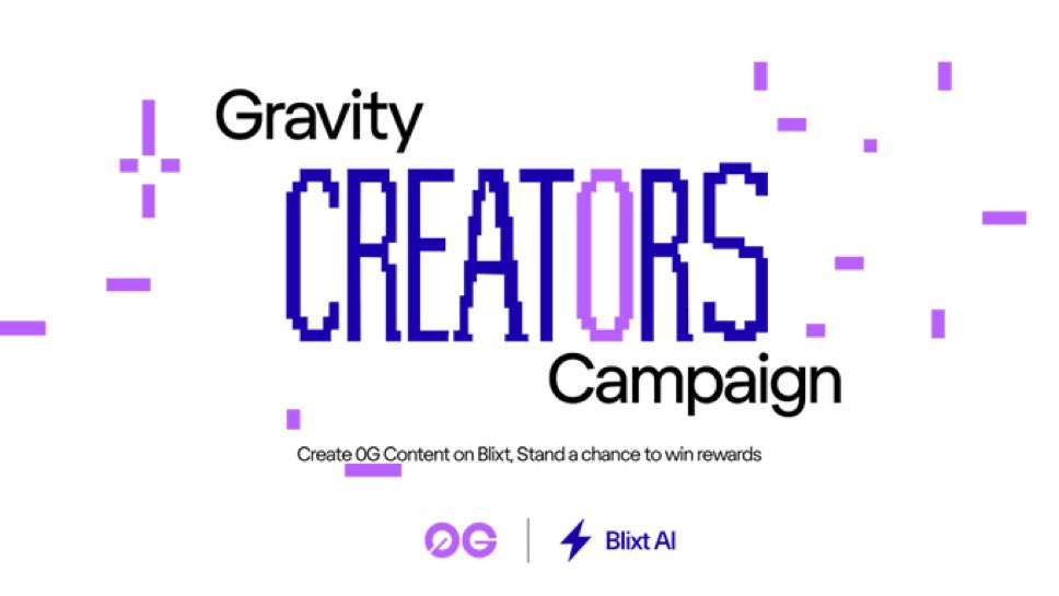 New challenge for the 0G community. 🔥 

<a href="/blixteditor/">Blixt Editor</a> just kicked off Gravity Creators in partnership with <a href="/0G_labs/">0G Labs (Home of Infinite AI)</a>, a 30 day creator sprint to make branded 0G visuals using Blixt.

$1,000 in $0G + free Blixt access up for grabs for top creators.

If you’ve been wanting to create