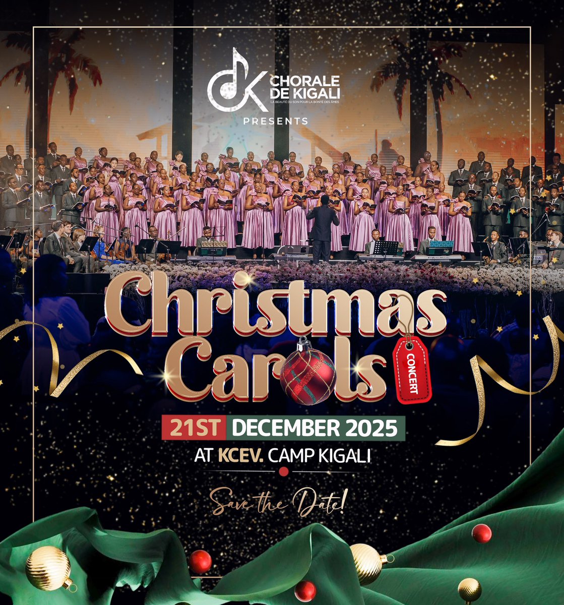 MURARARITSWE 

Bakunzi bacu, igitaramo ngarukamwaka cya "Christmas Carols Concert" kizaba ku itariki ya 21 Ukuboza 2025.

Kizabera mu mahema ya Camp Kigali (KCEV). 

Amatike y'igitaramo arajya hanze vuba! 

NTUZACIKWE

 #CCConcert2025